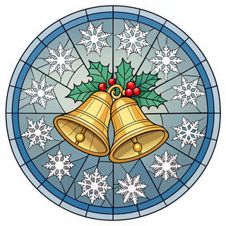 Winter Stained Glass Golden Bells
