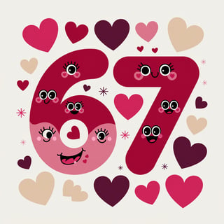 Valentine's Day Cartoon Numbers 6 and 7