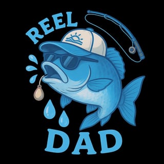 Cartoon Blue Fish with Dad Theme