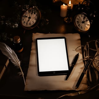 Vintage Writing Desk with Modern Device