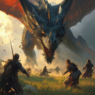 Realistic Dragon Attack Scene