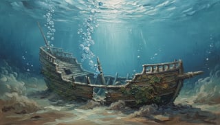 Impasto Oil Painting of Sunken Galleon