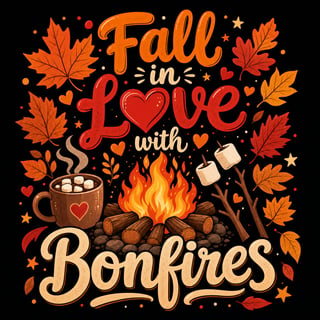 Cozy Fall Bonfire Illustration