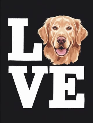 Bold Love Design with Golden Retriever Head