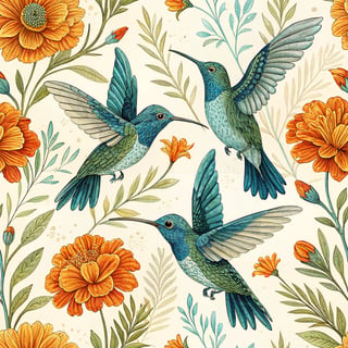 Vibrant Blue and Green Hummingbirds