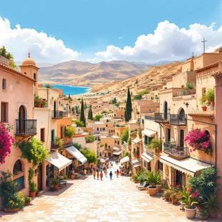 Jordan Travel Poster Ink & Watercolor