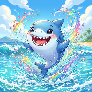 Cute Kawaii Shark Splashing