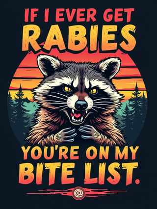 Angry Raccoon Retro T-Shirt Design