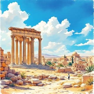 Palmyra Travel Poster Illustration