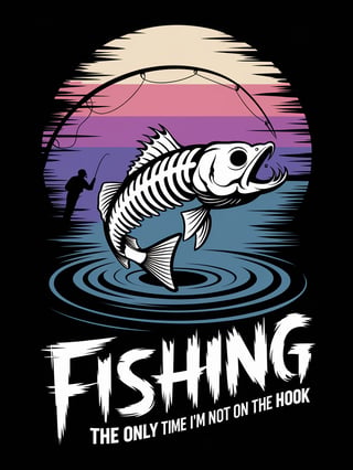 Edgy Skeletal Fish Fishing Design