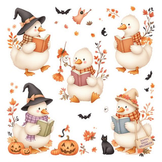 Vintage Kawaii Geese Halloween Art