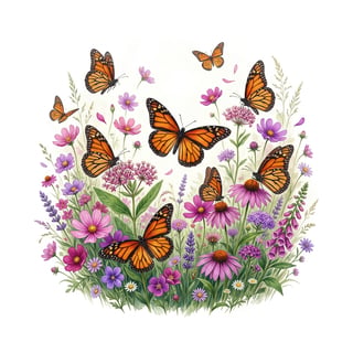 Vintage Monarch Butterfly Meadow