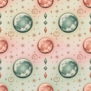 Celestial Boho Pattern with Moons and Crystals