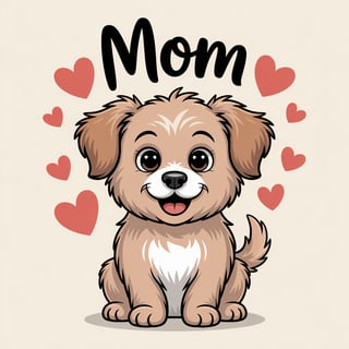 Cute Cartoon Dog with Mom Text