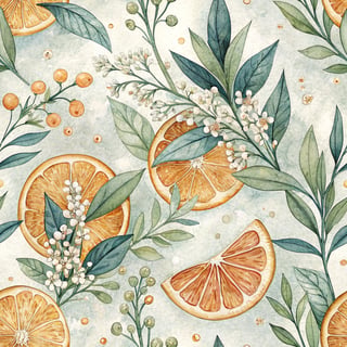 Watercolor Orange Slice Pattern