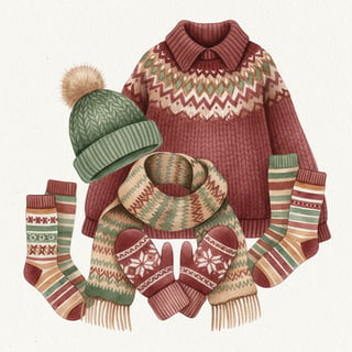 Cozy Winter Clothing Watercolor Clipart