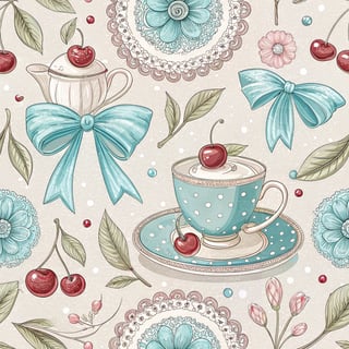 Feminine Tea Party Seamless Pattern
