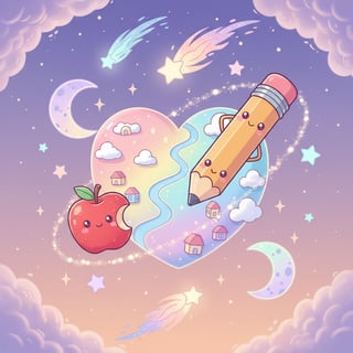 Chibi Heart-Shaped Planet Illustration