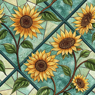 3D Stained Glass Sunflower Pattern
