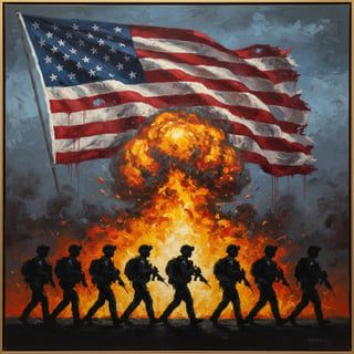Dramatic Military Painting with Soldiers