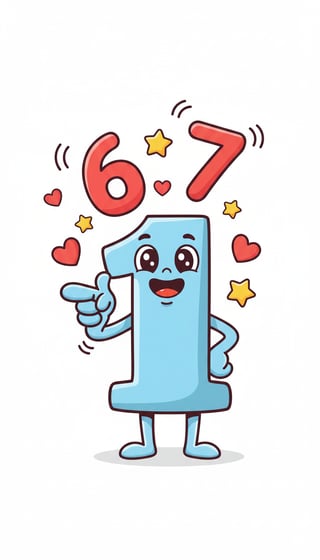 Cheerful Number Characters 1, 6 & 7
