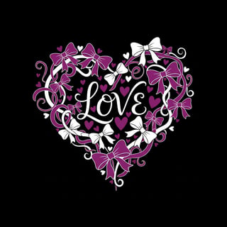 Orchid Purple Heart Bow Illustration