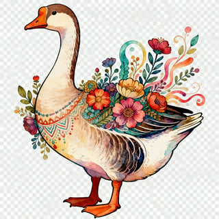 Boho Floral Goose Illustration
