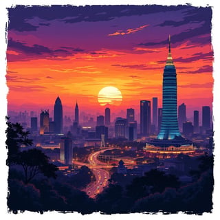 Jakarta Sunset Travel Poster
