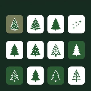Green & White Christmas Tree Icons