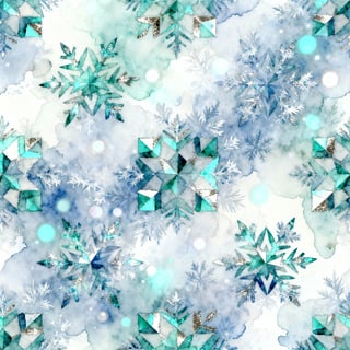 Watercolor Winter Snowflake Pattern