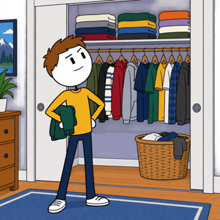 Flat 2D Cartoon Closet Scene