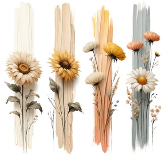 Watercolor Floral Brushstroke Collage