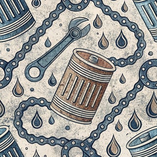 Chain Lube Pattern with Grungy Typography
