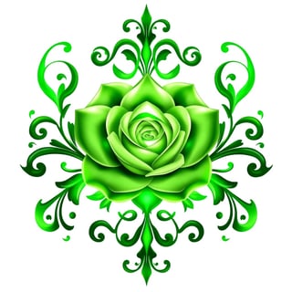 Symmetrical Fantasy Green Rose Illustration