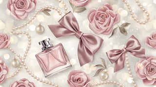 Pink Satin Ribbon and Rose Pattern
