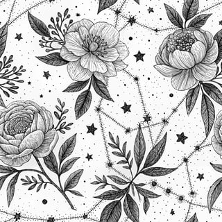 Black and White Floral Tattoo Pattern