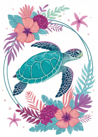 Vivid Stylized Sea Turtle Illustration