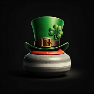 Vintage Curling Stone with Leprechaun Hat