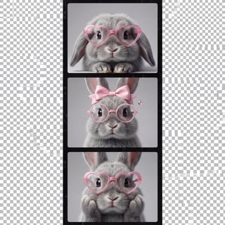 Ultra-Photorealistic Gray Rabbits Triptych