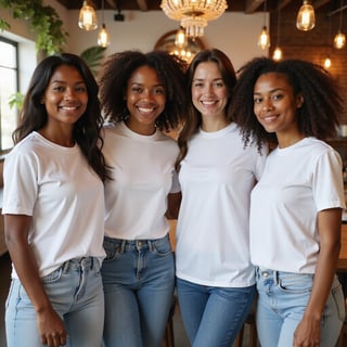 Diverse Models in Classic T-Shirt Mockup