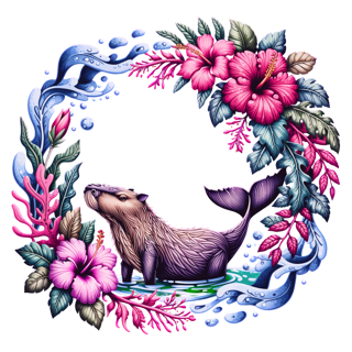 Capybaras in Tropical Whale Frame