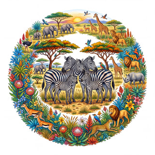 Zebra Landscape Centerpiece on White