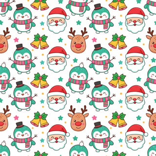 Kawaii Christmas Characters Pattern
