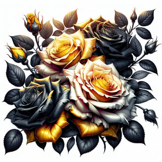Dramatic Yellow Orange Rose Bouquet