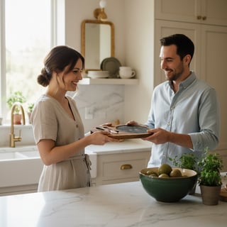 Couple Exchanging Engraved Cheese Board