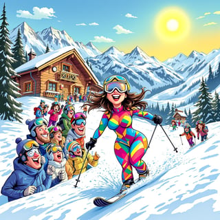 Humorous Après-Ski Party Cartoon