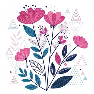 Retro 1960s Magenta Wildflowers Vector