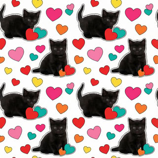 Photo-Realistic Black Kittens with Hearts