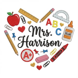 Heart-Shaped School Items Design