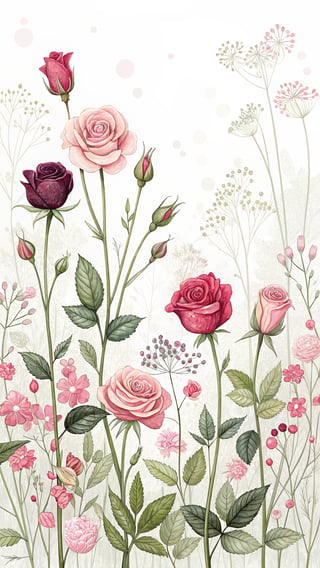 Vivid Small Roses Illustration